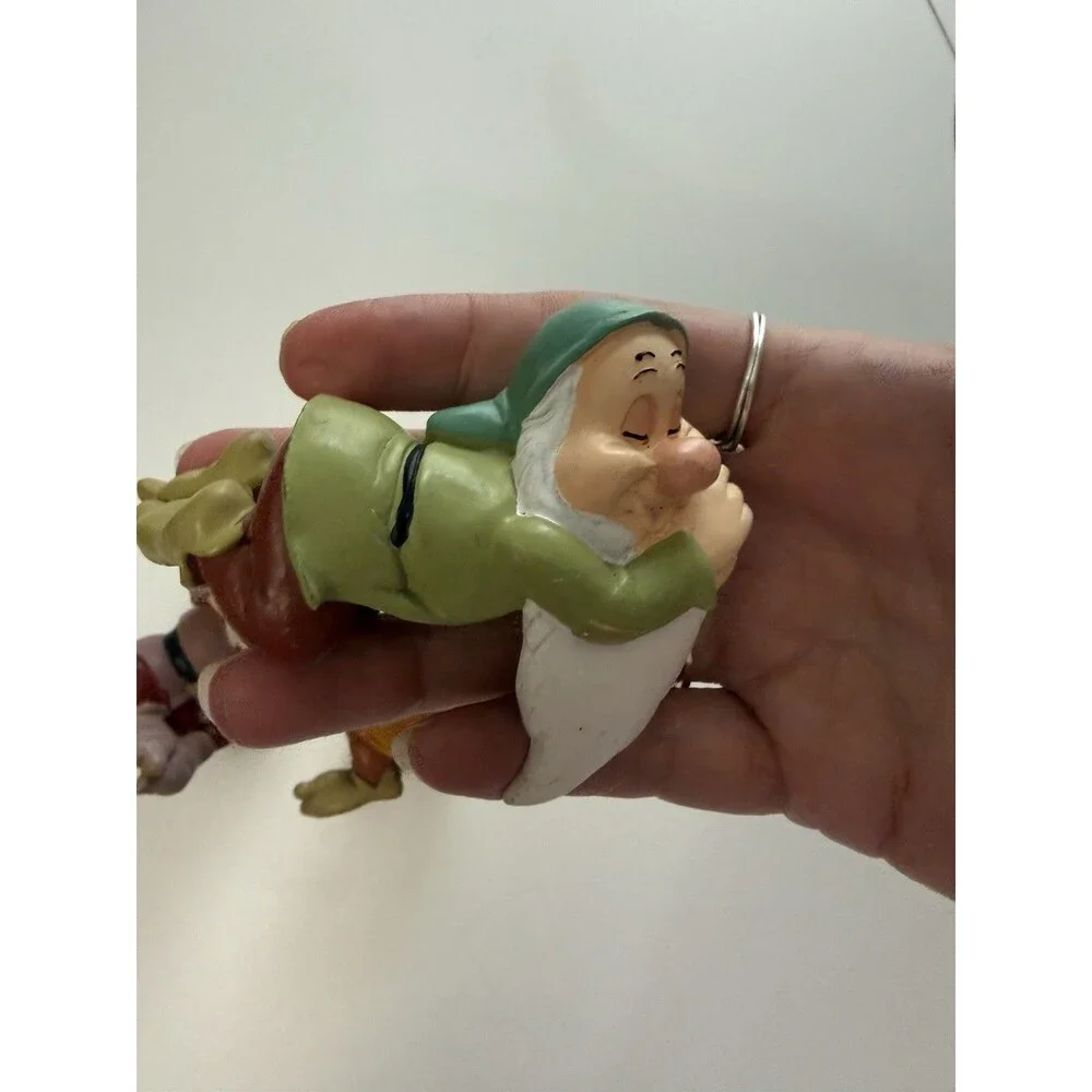 Disney Snow White Seven Dwarfs Sitter Resin Figurines Musicians Flower Pot Lot 3
